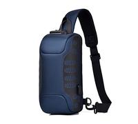 HJUGHPN Borsa a tracolla da uomo, impermeabile, con USB, antifurto, da viaggio, corta, da viaggio, colore: blu