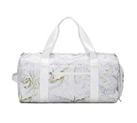 HJUGHPN Borsa da palestra da donna Borsa da viaggio stampata marmorizzata Borsa da palestra con separazione asciutta e bagnata di grande capacità Borsa sportiva da yoga Borse a tracolla Tote Bag(White