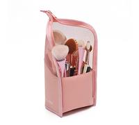 HJUGHPN Borsa per il trucco 1 Pc Stand Cosmetic Bag for Women Clear Zipper Makeup Bag Travel Female Makeup Brush Holder Organizer Toiletry Bag(Pink)