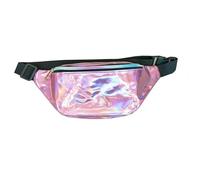 HJUGHPN Borse per telefono Holographic Waist Bag Laser Women`s Belt Bag Shoulder Women Travel Bag Hologram Fanny Pack Slim Shiny Neon PU Bum Bag(Pink)