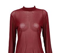 HJUGHPN Camicette da donna 1 pz Camicetta da donna trasparente in rete trasparente con collo alto a maniche lunghe camicetta da donna top t-shirt