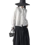 HJUGHPN Camicette da donna bianco irregolare elegante grande camicia nuova bavero manica lunga camicia allentata