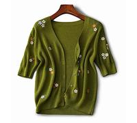 HJUGHPN Camicette da donna da donna in maglia cardigan maglione top manica corta ricamo maglione maglione donna pullover