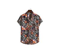 HJUGHPN Camicia da uomo a maniche corte con stampa con risvolto da spiaggia (3XL)