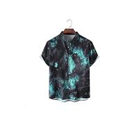 HJUGHPN Camicia da uomo con stampa, casual, a maniche corte, con bottoni a risvolto, per dipingere l'estate (XXL)