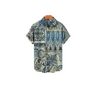 HJUGHPN Camicia da uomo con stampa floreale, a maniche corte, casual, vestibilità larga, monopetto, cardigan da uomo (XL)