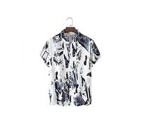 HJUGHPN Camicia da uomo da uomo con stampa tie dye, casual, con bottoni a risvolto, a maniche corte, versione estiva (XXL)