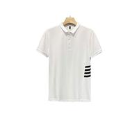 HJUGHPN Camicia da uomo estiva a maniche corte, camicia da uomo di lusso, ampia, a righe, business, casual, sottile top alla moda da uomo (bianco, M)