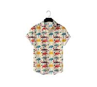HJUGHPN Camicia da uomo estiva a maniche corte da uomo con elementi musicali di alta qualità, stampa digitale, camicia da spiaggia (XXL)