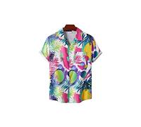 HJUGHPN Camicia da uomo estiva con stampa estiva a maniche corte da spiaggia camicie da uomo casual con tasca con bottoni (XXL)