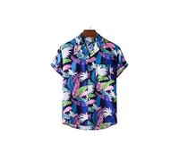 HJUGHPN Camicia da uomo stampata da uomo, camicia estiva streetwear a maniche corte con bottoni (XXL)
