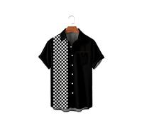 HJUGHPN Camicie da uomo a maniche corte con risvolto camicia stampata (L)