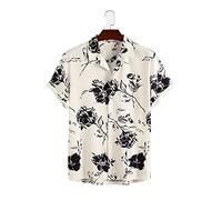 HJUGHPN Camicie da uomo a maniche corte da uomo con stampa rosa casual camicia da uomo (L)