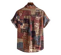 HJUGHPN Camicie da uomo casual a maniche corte camicie con stampa per vacanze in spiaggia camicie da uomo per il commercio estero (blu, L)