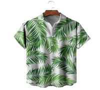 HJUGHPN Camicie da uomo casual con stampa colorata spiaggia manica corta (L)