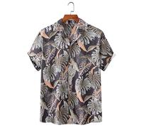 HJUGHPN Camicie da uomo casual stampate camicie a maniche corte da uomo Street Beach Spring Stay Camicie da uomo (XL)