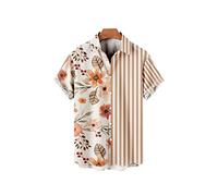 HJUGHPN Camicie da uomo con stampa a foglie, camicia estiva monopetto, maniche corte, casual, vestibilità larga, camicia oversize (M)