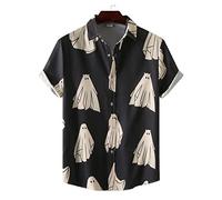 HJUGHPN Camicie da uomo con stampa, a maniche corte, con bottoni, camicie da uomo per vacanze, casual, cosplay, camicie (XL)