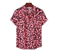 HJUGHPN Camicie da uomo con stampa fenicottero, alla moda, da spiaggia, estiva, per feste e vacanze (XL)