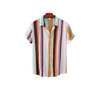 HJUGHPN Camicie da uomo in cotone poliestere estate manica corta modello traspirante spiaggia camicia maschile camicetta casual da uomo (3XL)