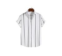 HJUGHPN Camicie da uomo taglie forti camicie da spiaggia da uomo estate nuova camicia a maniche corte a righe camicie abbigliamento vacanze (XL)