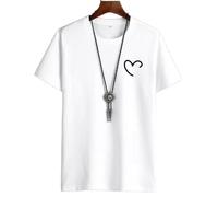 HJUGHPN Camicie da uomo taglie forti T-shirt estiva da uomo in cotone T-shirt casual da uomo T-shirt semplice Love Print T-shirt girocollo manica corta Top da uomo (M)