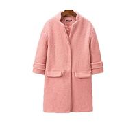 HJUGHPN Cappotti da donna Autunno Inverno Solido Lungo Lana Cappotti Manica Lunga Caldi Colori Candy Cappotto Vintage Dentellato Streetwear (Rosa, Taglia US)