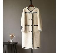 HJUGHPN Cappotti da donna Eleganti Bottoni con Perline Glitter Lana Cashmere Giacca Lunga Donna Casual Collo a Manica Lunga Dritta, Autunno Inverno Giacca (M)