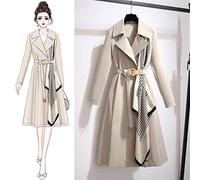 HJUGHPN Cappotti da donna Giacca a vento lunga sciolta sciolta giacca a vento da donna cappotto doppio petto giacca con coulisse da donna mantello giacca a vento da donna (3XL)