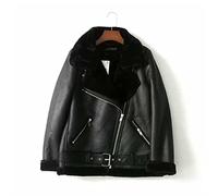 HJUGHPN Cappotti da donna invernali da donna, giacca in pelliccia, locomotiva con cintura, a maniche lunghe, con risvolto, imbottito, caldo, nero, da donna (S)