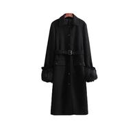 HJUGHPN Cappotti da donna Inverno Moda Nero Cappotto di Lana Oversize Elegante Soprabiti Donna Casual Solido Sciolto Lungo Giacca Outwear Femminile (taglia US)