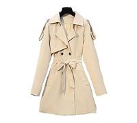 HJUGHPN Cappotti da donna Moda Stlye Donna Trench Doppiopetto Cinture Cappotti Cachi Marrone Vestiti Autunno Inverno Oversize Femminile Giacca a vento (Khaki, US Size XXL)