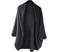 HJUGHPN Cardigan da donna autunnale da donna, in cotone, sciolto sottile, cardigan a maniche lunghe, cappotti a punto aperto, maglioni casual femminili (grigio)