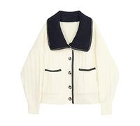HJUGHPN Cardigan da donna Autunno Nuovo Maglione Cappotto Albicocca Donna Manica Lunga Monopetto Casual Collare Maglia Cardigan Tide Signore