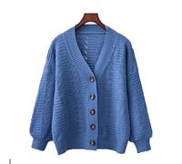 HJUGHPN Cardigan da donna con scollo a V oversize cardigan maglione da donna nuovo coreano di bianco sciolto grande cardigan lavorato a maglia top (B)