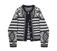 HJUGHPN Cardigan da donna lavorato a maglia cardigan da donna maglione autunno/inverno moda allentato da donna retrò casual con scollo a V manica lunga top maglione cardigan