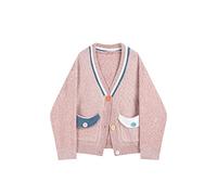 HJUGHPN Cardigan da donna lavorato a maglia cardigan maglione rosa colletto manica lunga calda moda casual oversize allentato signore dolce top autunno inverno