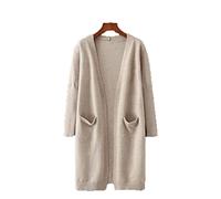 HJUGHPN Cardigan da donna lavorato a maglia maglione da donna primavera autunno autunno cardigan casual tasche larghe cappotto giacca lavorata a maglia cardigan maglione elegante (beige, M)