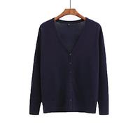 HJUGHPN Cardigan da donna oversize in tinta unita cardigan da donna giacca a maniche lunghe casual top con scollo a V pullover rosso nero (nero, XXL)