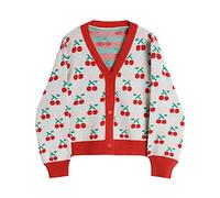 HJUGHPN Cardigan da donna Stampa Vintage Cardigan Lavorato a Maglia Donna Autunno Casual Monopetto Allentato Manica Lunga Maglioni In Maglia Giacca Femminile