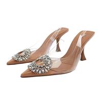 HJUGHPN Décolleté con tacco per primavera estate trasparente da donna, con strass, glitterate, scarpe da sposa trasparenti (trasparente, misura 39,5)