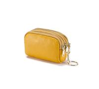 HJUGHPN Donne Portafogli Donne Portamonete Del Cuoio Genuino Femminile Tre Cerniera Organizzatore di Viaggio Mini Sacchetto Delle Donne Sacchetto di, Giallo, Taglia unica