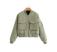 HJUGHPN Giacca da donna a maniche lunghe imbottita e calda giacca con cerniera e tasca, stile urbano e tempo libero, abbigliamento autunno e inverno (M)