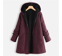 HJUGHPN Giacca da donna con cerniera, spessa, a maniche lunghe, calda, con cappuccio, per viaggi (rosso, 3XL)