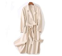 HJUGHPN Giacca da donna coreana da donna fatta a mano Hepburn ondulata con increspatura con acqua ondulata cappotto in lana cashmere double face cappotto lungo in cashmere max (S)