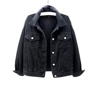 HJUGHPN Giacca da donna giacca da donna a maniche lunghe, vestibilità ampia, colore puro, resistente all'usura, cappotto autunnale (nero, XXL)
