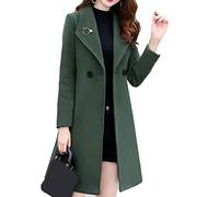 HJUGHPN Giacca da donna in lana da lavoro, vintage, invernale, da ufficio, colletto rovesciato, maniche lunghe, con bottoni, doppiopetto, in lana (verde, XXL)