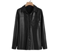 HJUGHPN Giacca da donna in pelle PU cappotto a maniche lunghe da donna casual con risvolto sciolto cappotto tinta unita (3XL)
