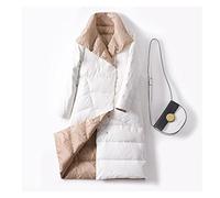 HJUGHPN Giacca da donna in piuma d'anatra da donna, invernale, cappotti da donna, lungo, casual, leggero, ultra sottile, caldo, piumino parka (bianco, S)