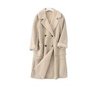 HJUGHPN Giacca da donna invernale calda cappotto lungo retrò risvolto manica lunga doppio petto femminile capispalla chic top (XL)